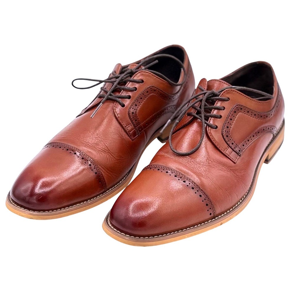 Stacy‎ Adams Dickinson Cognac Leather Cap Toe Oxford Dress Shoes Mens 8 M 25066